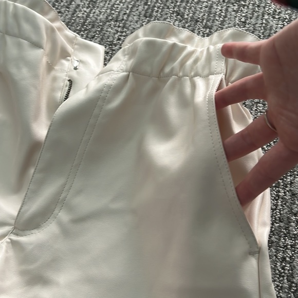 Cream Leather Shorts - Picture 6 of 8